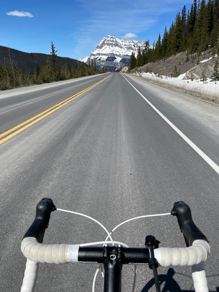 cycling on a mountain highway