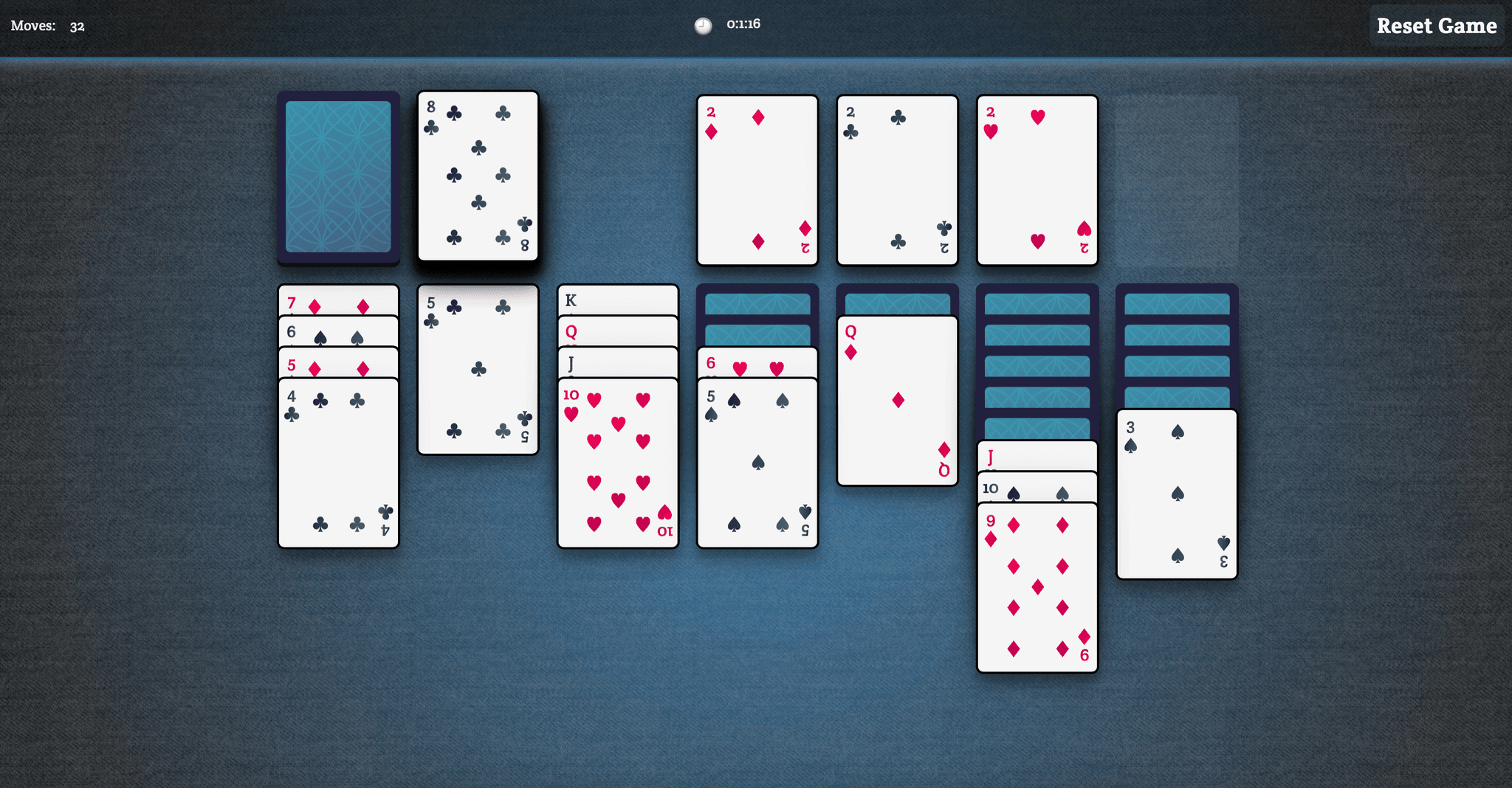 solitaire game in progress